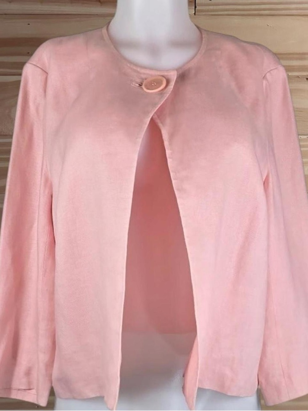 Talbots petites vintage 100% Irish Linen 1 Button Women's Blazer size 2P in pink
